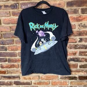 Rick & Morty 2021 Black Graphic Short Sleeve T-Shirt Men's Size Large Delta